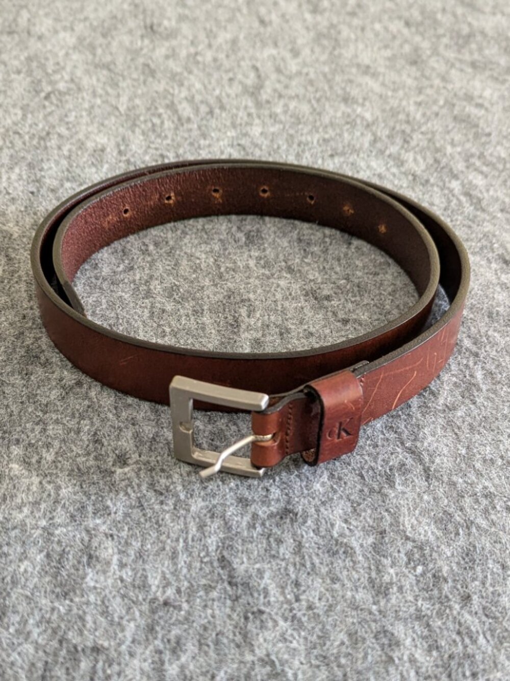 Vintage Calvin Klein Mens Leather Belt Brown Made in USA Size S
